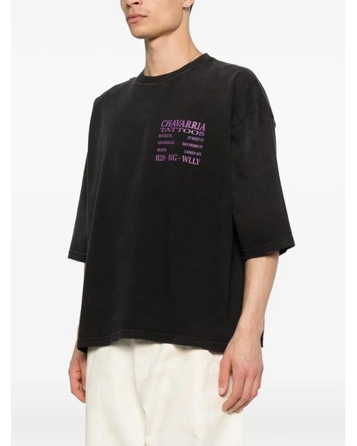 Willy Chavarria Black Graphic T-Shirt for men