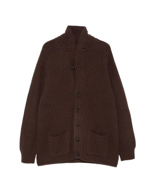 Filson Brown Bristol Ribbed Shawl-Collar Cardigan for men