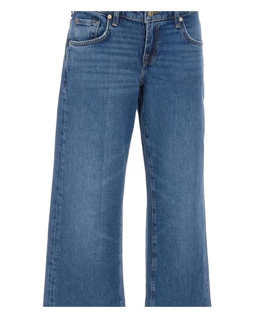 7 For All Mankind Blue Five-Pocket Straight-Leg Jeans