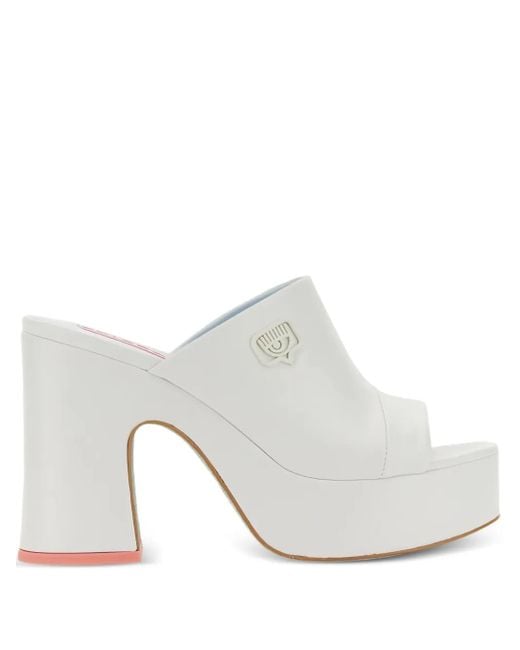 Chiara Ferragni White 85Mm Platform Eyelike-Embellished Pumps