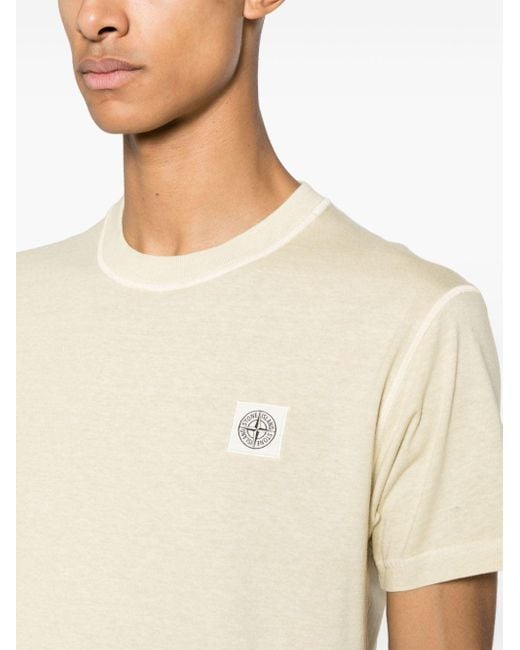Stone Island Natural Compass-Patch Cotton T-Shirt for men
