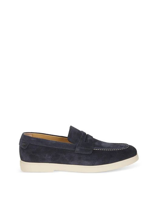 Baldinini Blue Contrast-Trim Suede Loafers for men