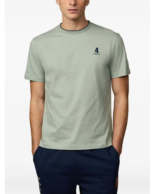 Hackett Green Embroidered Tipped-Collar T-Shirt for men