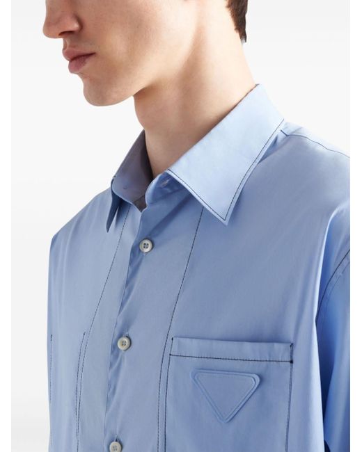 Prada Overhemd Met Logo in het Blue voor heren