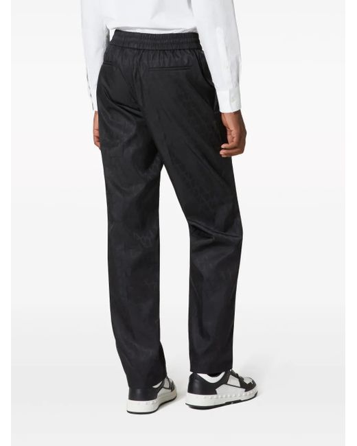 Valentino Garavani Black Toile Iconographe Straight-Leg Trousers for men
