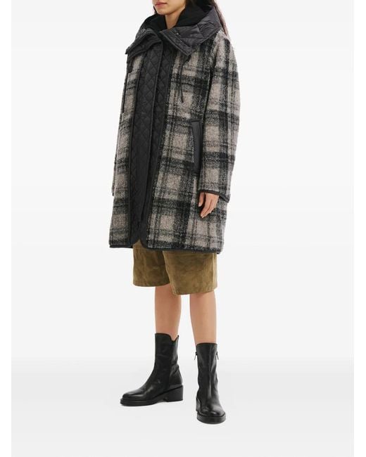Juun.J Black Quilted Check Coat