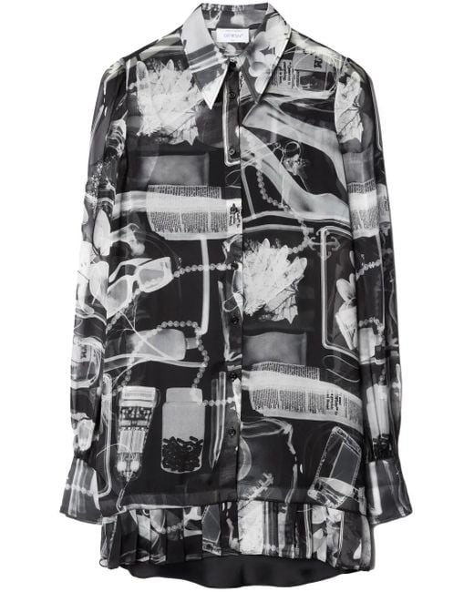 Off-White c/o Virgil Abloh Black X-Ray-Print Silk Shirt Dress