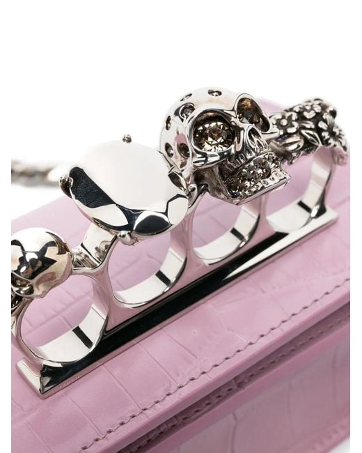 McQueen Pink Four-Ring Detail Crossbody Bag