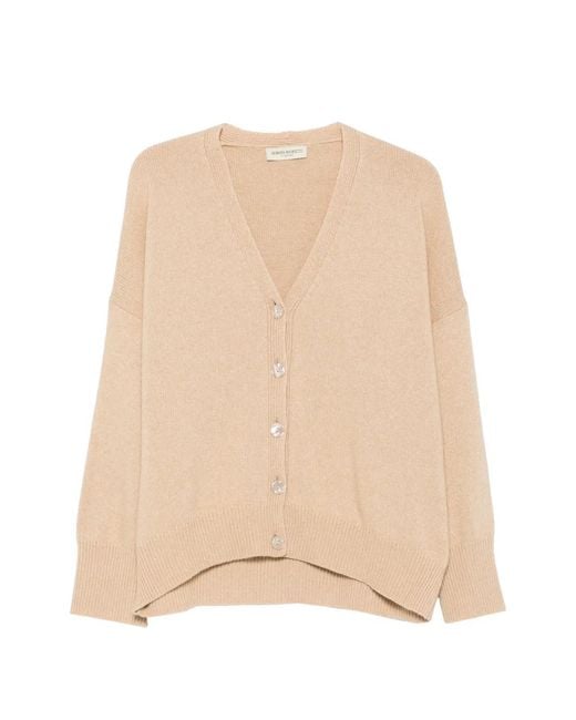 SERGIO MORETTI FIRENZE Natural V-Neck Button-Down Cardigan