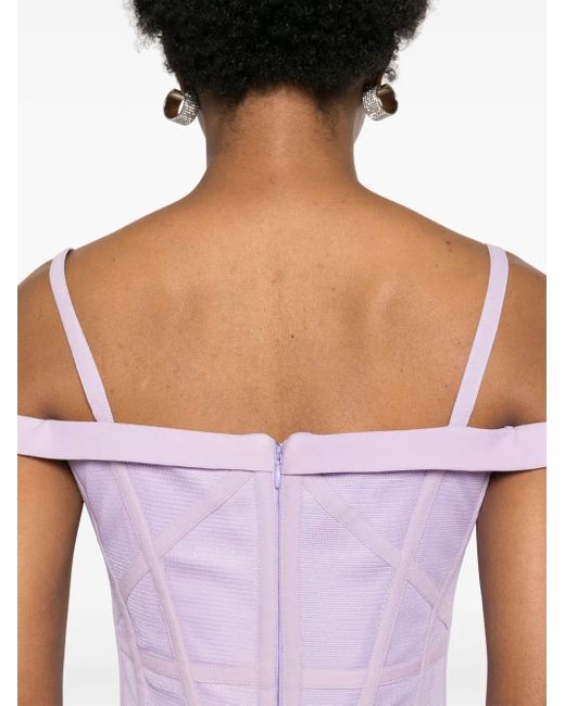 Gemy Maalouf Purple Princess-Cut Midi Dress