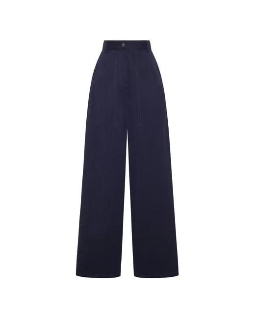 Adam Lippes Blue Jasper Wide-Leg Trousers