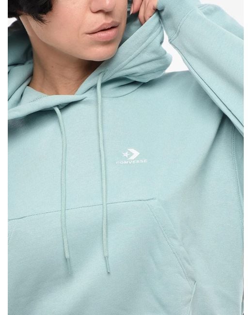 Converse Blue Logo-Detail Cropped Cotton Hoodie