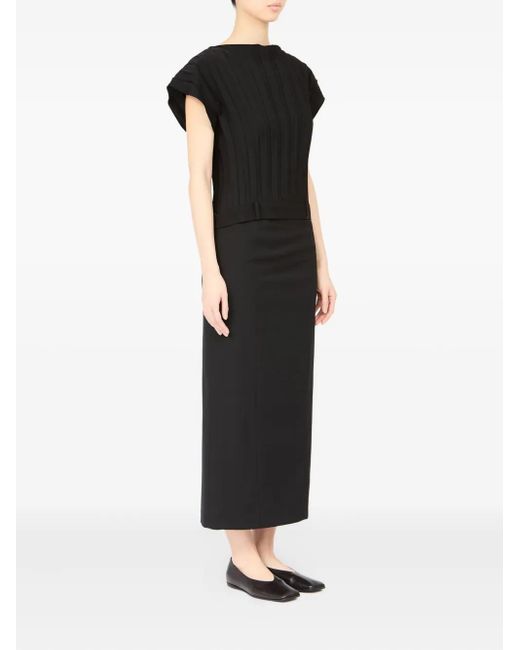 MM6 by Maison Martin Margiela Black Pleated Short-Sleeved Top