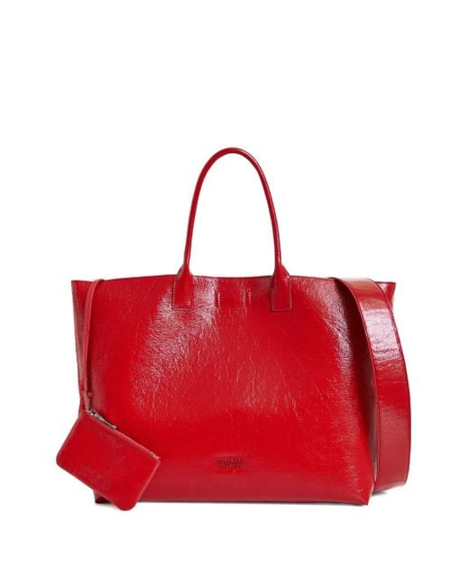 Bolso shopper grande con placa del logo Essentiel Antwerp de color Red