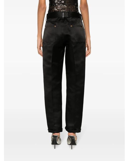 Tom Ford Black Duchesse-Satin Silk Boyfriend Trousers
