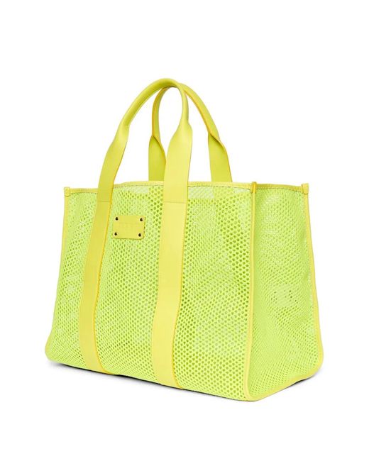 MSGM Yellow Logo-Detail Tote Bag