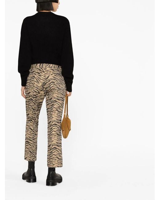 Zadig & Voltaire Natural Animal-Print Flared Trousers