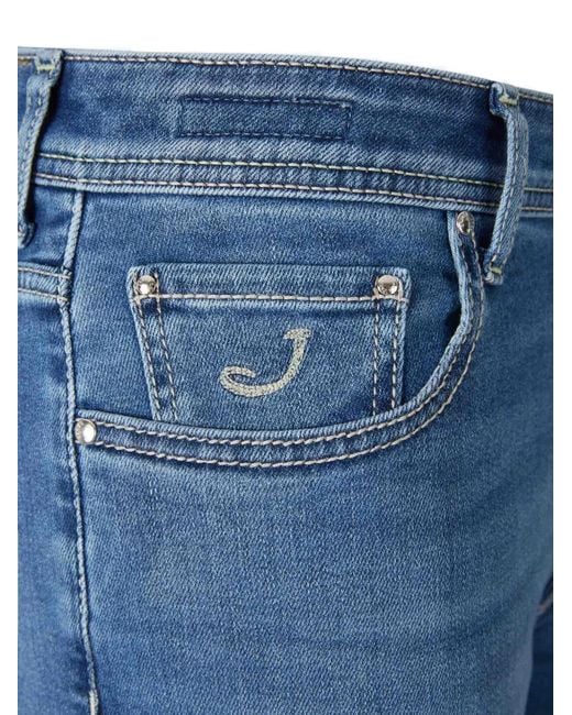 Jacob Cohen Blue Logo-Patch Jeans for men