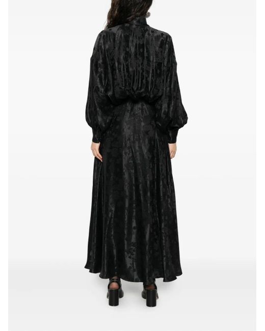 Viktor & Rolf Black Bow-Detail Patterned Maxi Dress