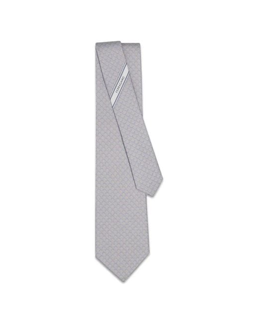 Ferragamo White Link-Print Silk Tie for men