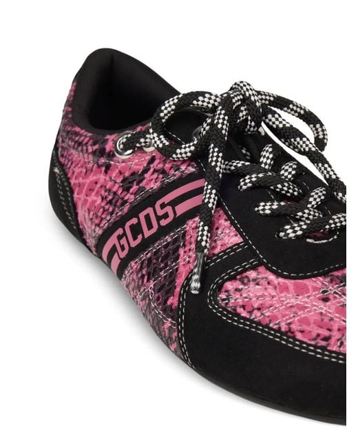 Gcds Purple Snakeskin-Print Sneakers