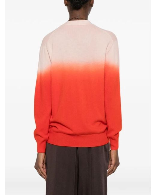 Jil Sander Red V-Neck Gradient Buttoned Cardigan