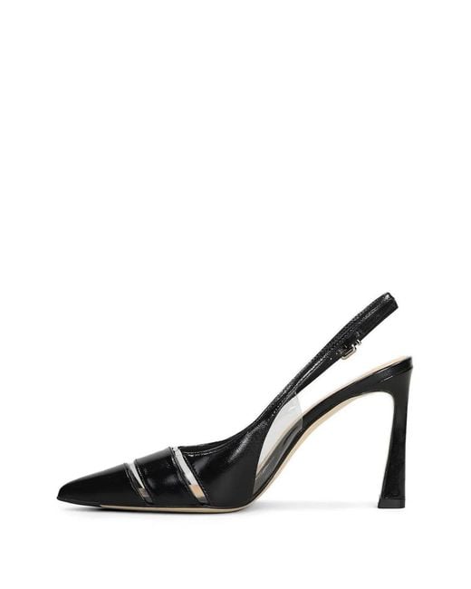 Chantal Black Patent-Leather Transparent-Panel Pumps