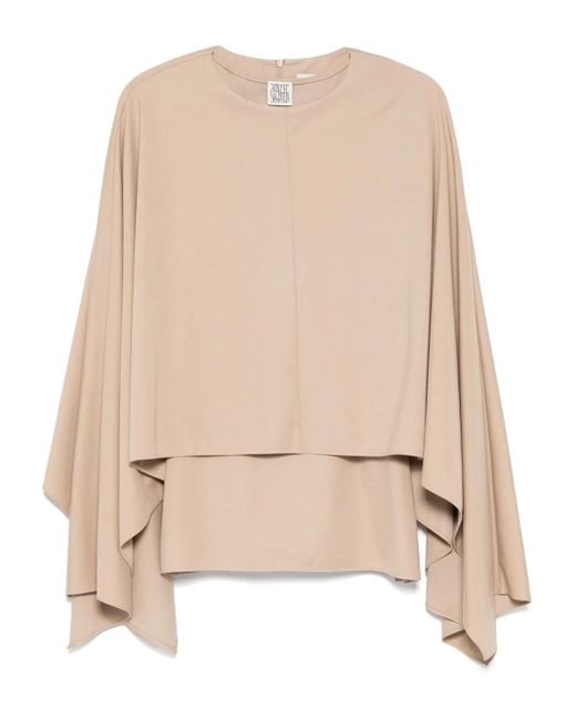 Goen.J Natural Draped-Cape Tank Top