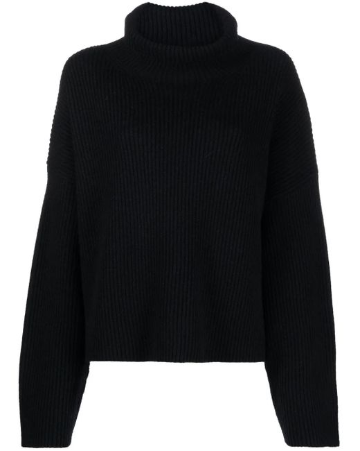 Totême Black Wool Mock-Neck Jumper