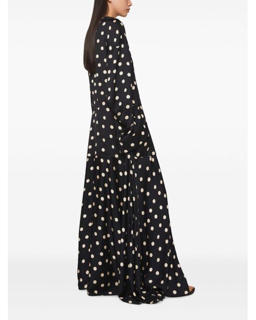 Stella McCartney Black Polka-dot Drop-shoulder Maxi Dress