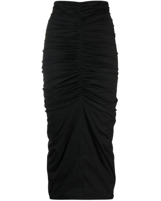 Philosophy Di Lorenzo Serafini Black Gathered Detailing Midi Skirt