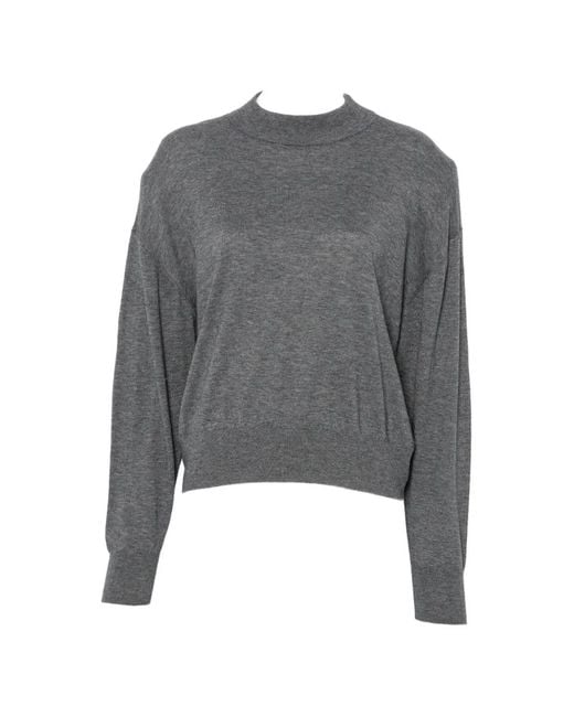 Frankie Shop Gray Rue Padded-Shoulder High-Neck Sweater