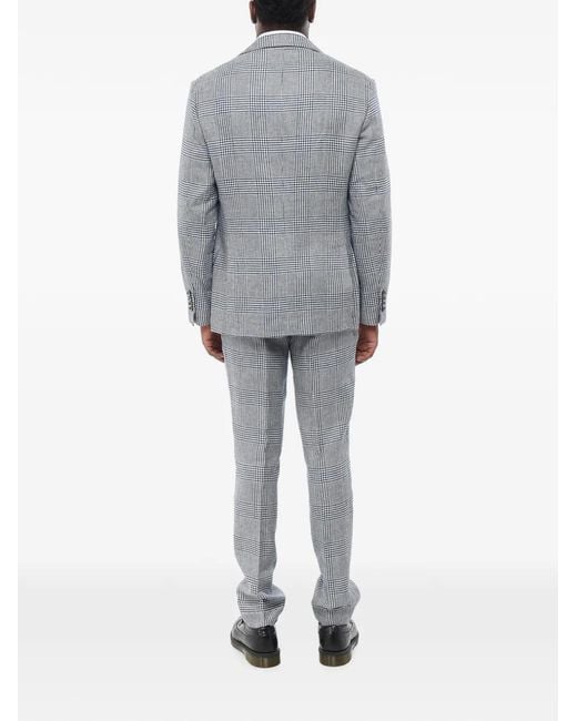 Brunello Cucinelli Gray Checked Buttoned Suit for men