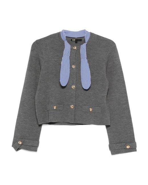 Maje Gray Cardigan With Removable Tie