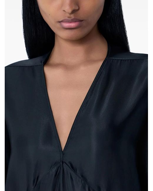 Rick Owens Blue V-Neck Draped Maxi Dress