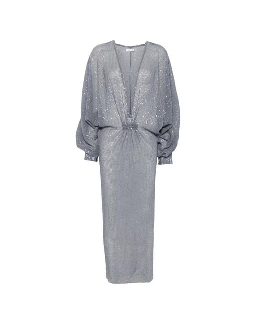 L'idée Gray Experimental Sequin-Embellished Maxi Dress
