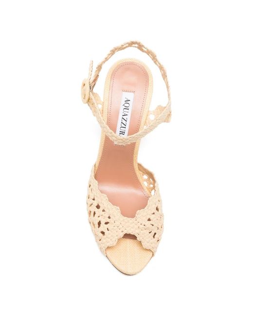 Aquazzura Natural Woven-Design Buckle-Fastening Sandals