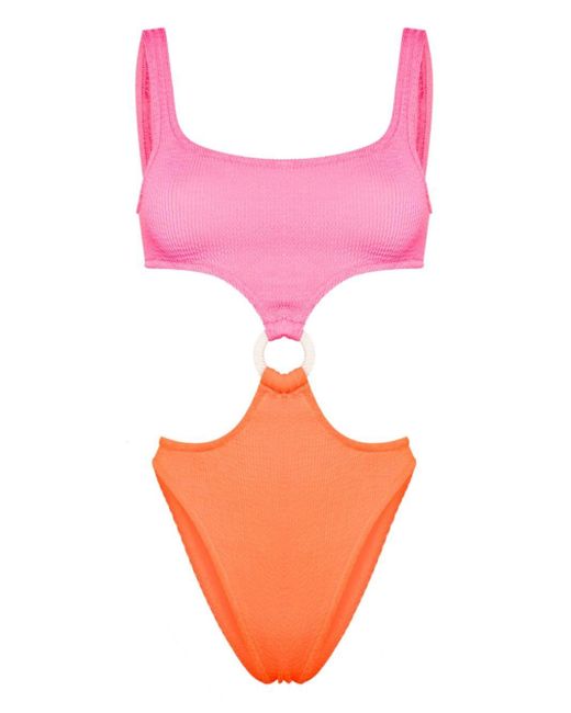 Mc2 Saint Barth Pink Cut-out Crinkled Swimsuit