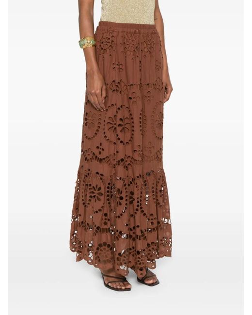 Mc2 Saint Barth Brown Broderie-Anglaise Skirt
