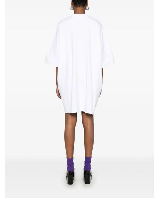 Moschino White Text-Print Mini Dress