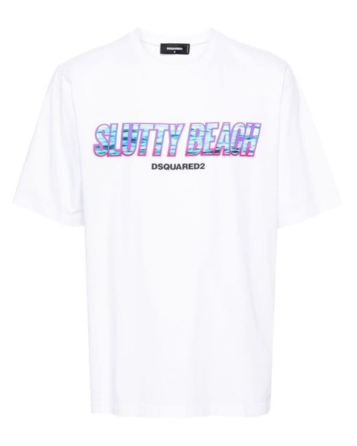 DSquared² White Graphic-print Cotton T-shirt for men