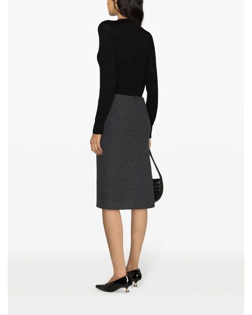 Victoria Beckham Black Logo-Embroidered Merino Wool Jumper