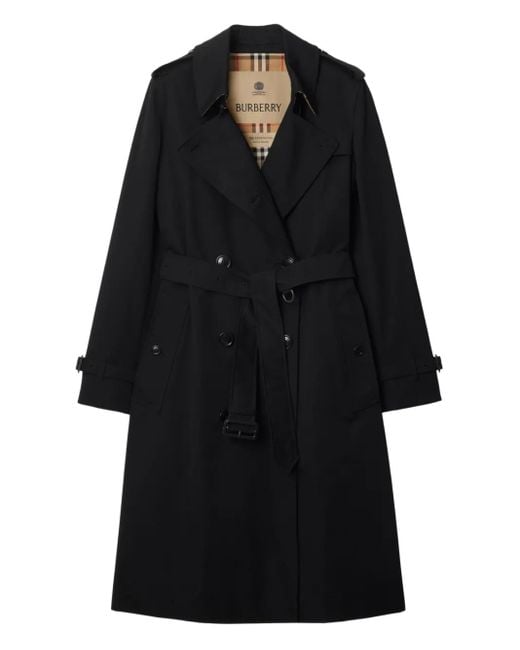 Burberry Black Gabardine Long Kensington Heritage Trench Coat