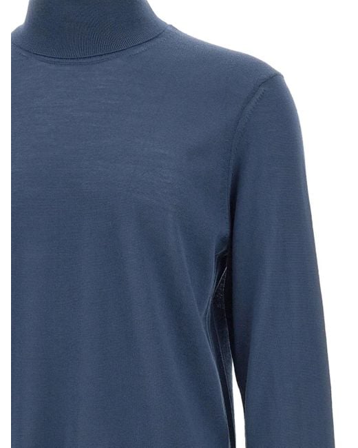 Boss Gerippter Rollkragenpullover in Blue für Herren