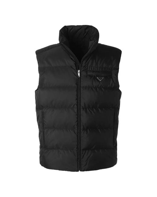 Chaleco Acolchado Con Placa Del Logo Prada de hombre de color Black