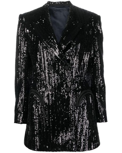 Blazé Milano Sequin-embellished Silk Blazer in Black | Lyst