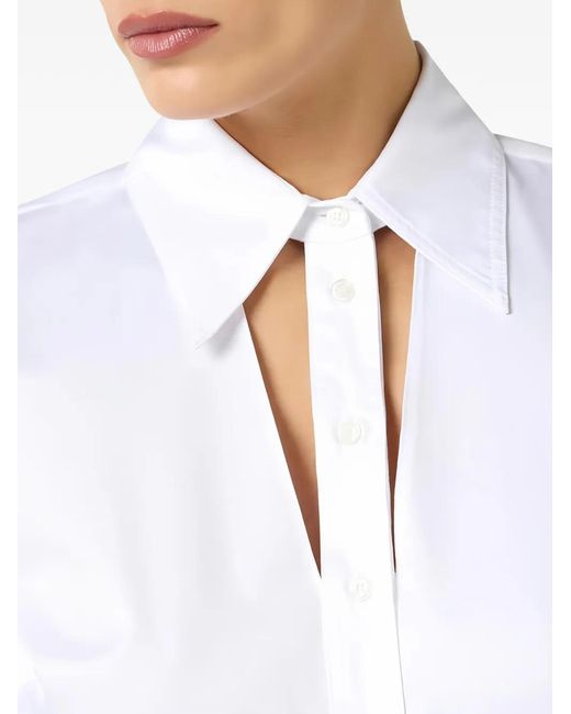 Elisabetta Franchi White Cut-Out Embroidered Shirt