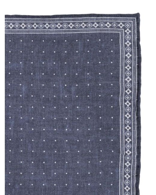 Eleventy Blue Polka Dot Pocket Square for men