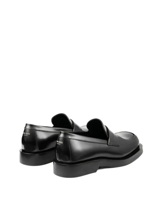 Jimmy Choo Black Buff Leather Loafers for men