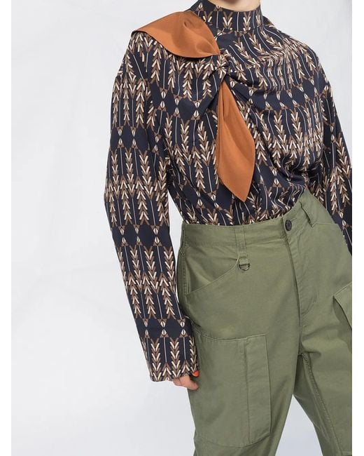 Stella McCartney Blue Zadie Knotted High Neck Blouse